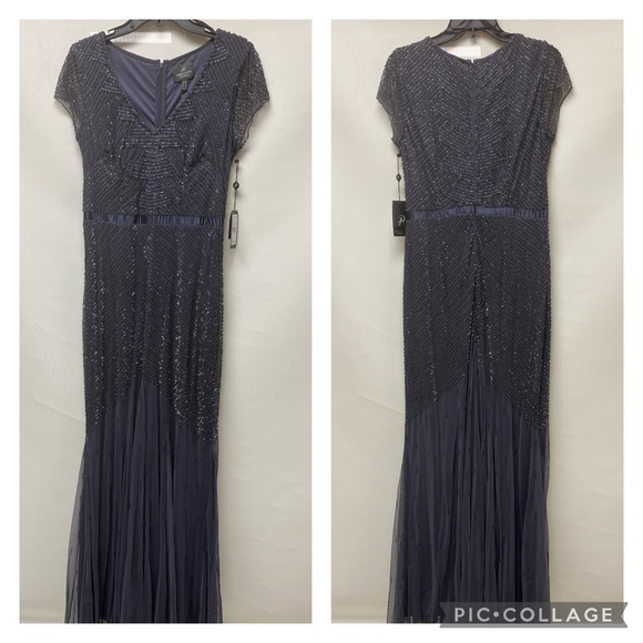 Adrianna Papell Women's Cap Sleeve Beaded Gown - Fully Beaded, Goddess Waist, Back Zipper - View #12